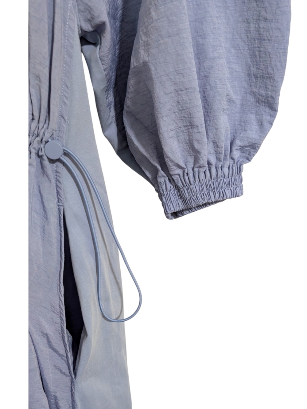 COS Light Blue Volume-Sleeve Mixed Media Midi Dress Pockets 3/4 Sleeves Size S - Picture 8 of 10